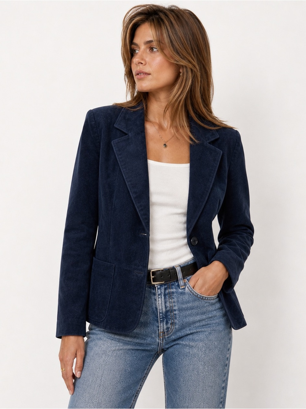 Vintage 100% Suede Deerskin Trading Post Navy Blue Blazer